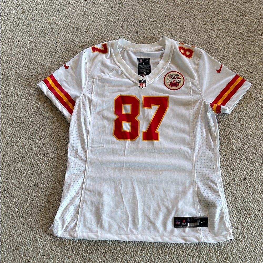 Nike White Chiefs #87 Jersey with Red and Gold Accents